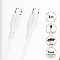 Câble Xssive TPE Tressé Série 65W Type-C vers Type-C 1m XSS-TPEBR1MCC - Blanc