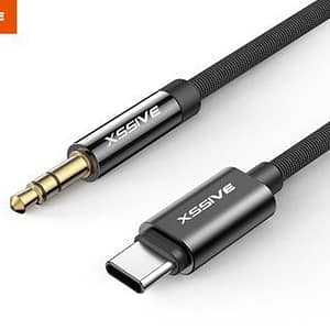 Câble tressé Xssive Type-C vers Aux 3,5 mm XSS-C3.5BR – Noir