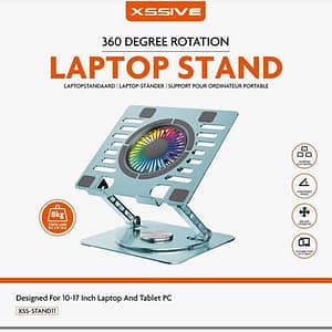 Support pour ordinateur portable Xssive 360° avec ventilateur de refroidissement RVB intégré