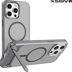 Coque arrière Xssive compatible avec Magsafe avec STAND2 iPhone 13 Pro – Gris
